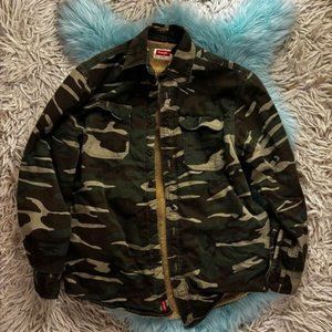 Wrangler Camo Button-Up Jacket with Sherpa Lining